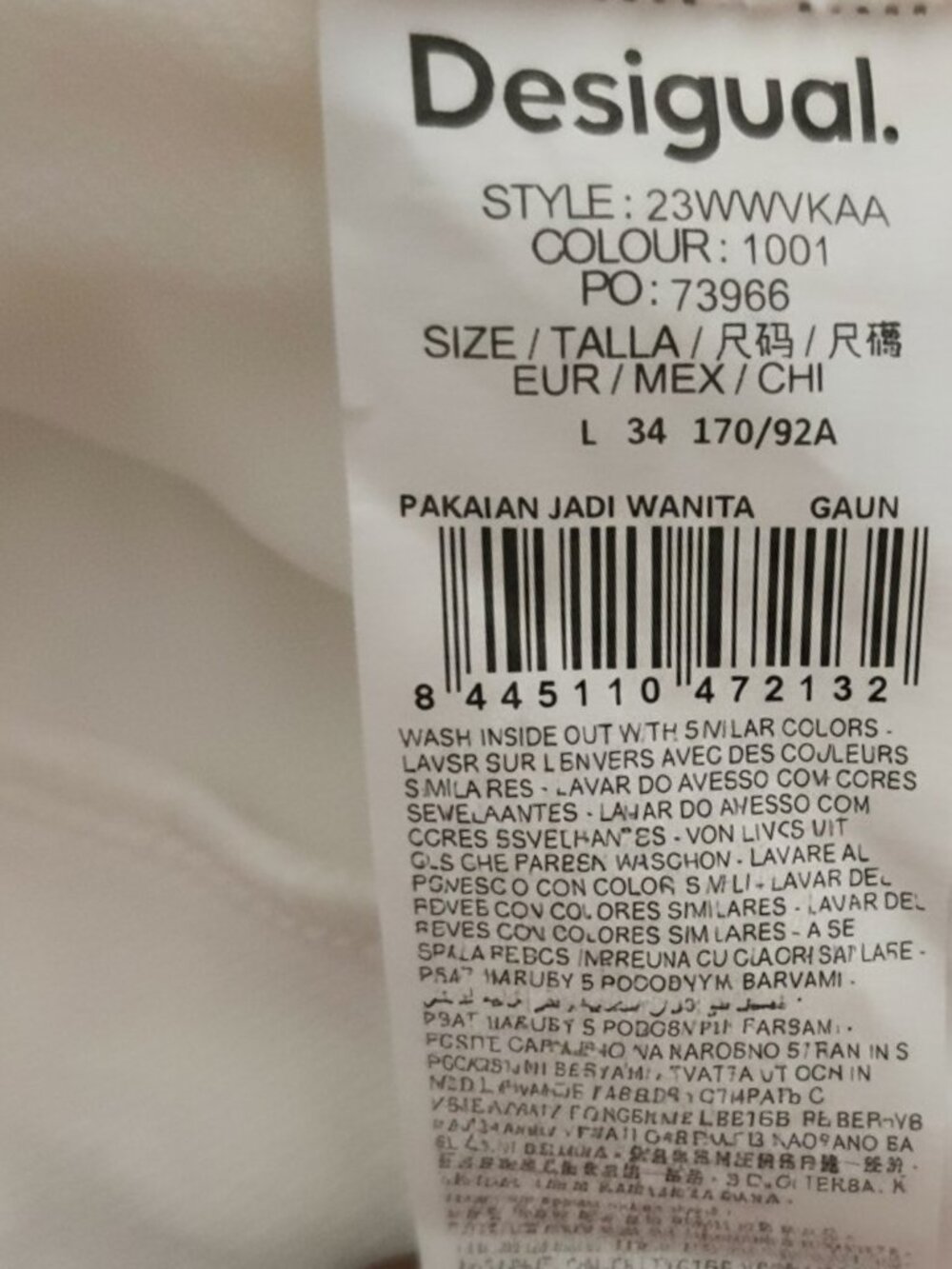 Desigual Dress Women Large White Textured Shift Bodycon NWT $145 - Picture 11 of 11